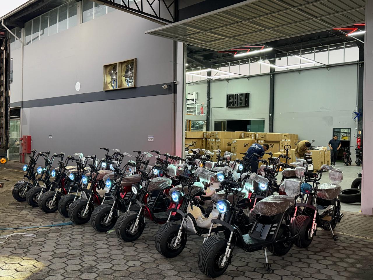 Estrutura real da Scooter Brasil com diversos modelos elétricos